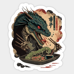 Hungry Sushi Dragon Sticker